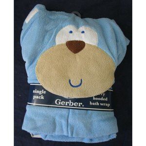 Gerber Blue Bear Terry Hooded Bath Wrap New 22" by 33" Cotton Polyester Blend